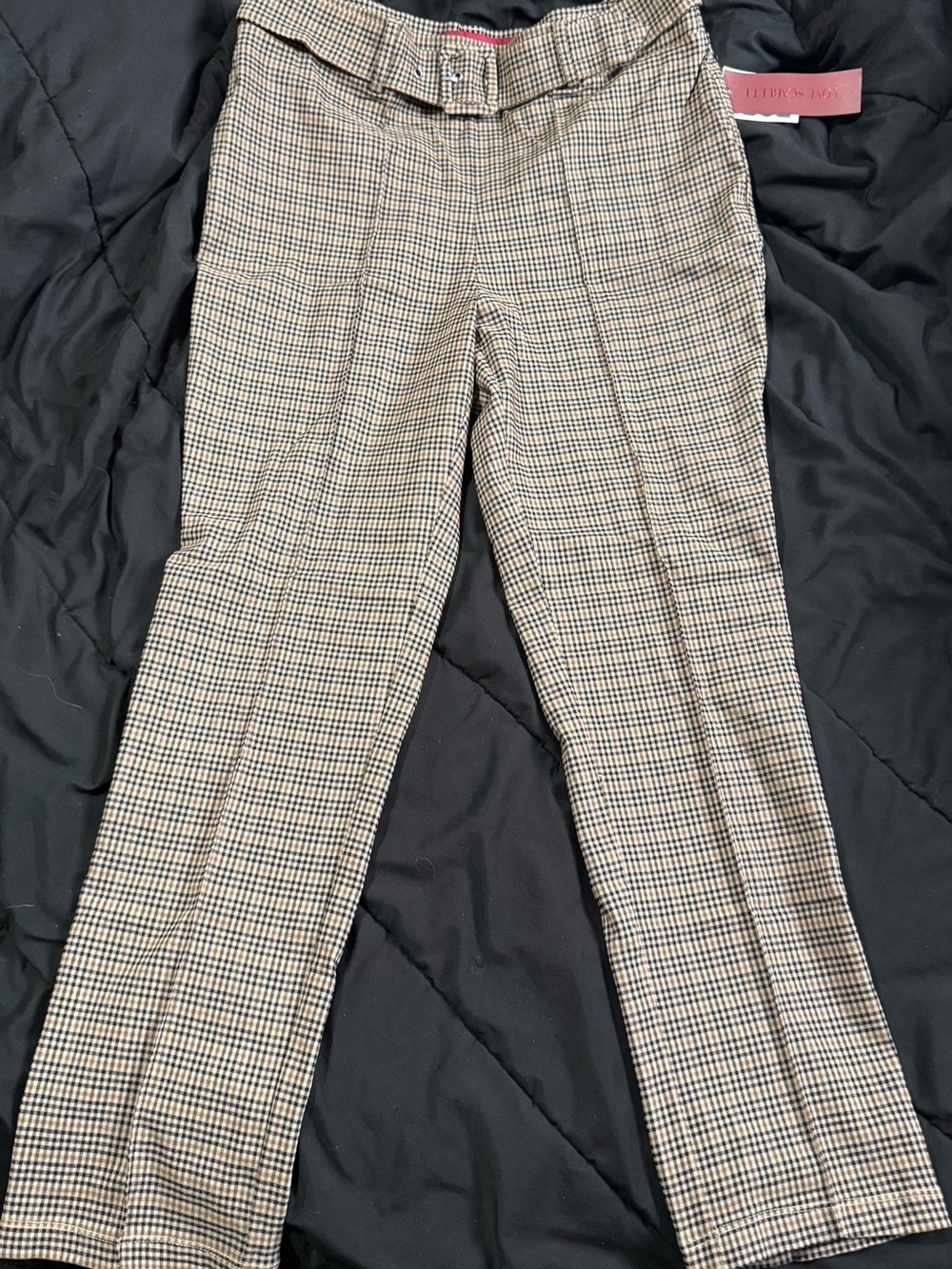 NWT Love Scarlett Houndstooth Belted Pants Size L